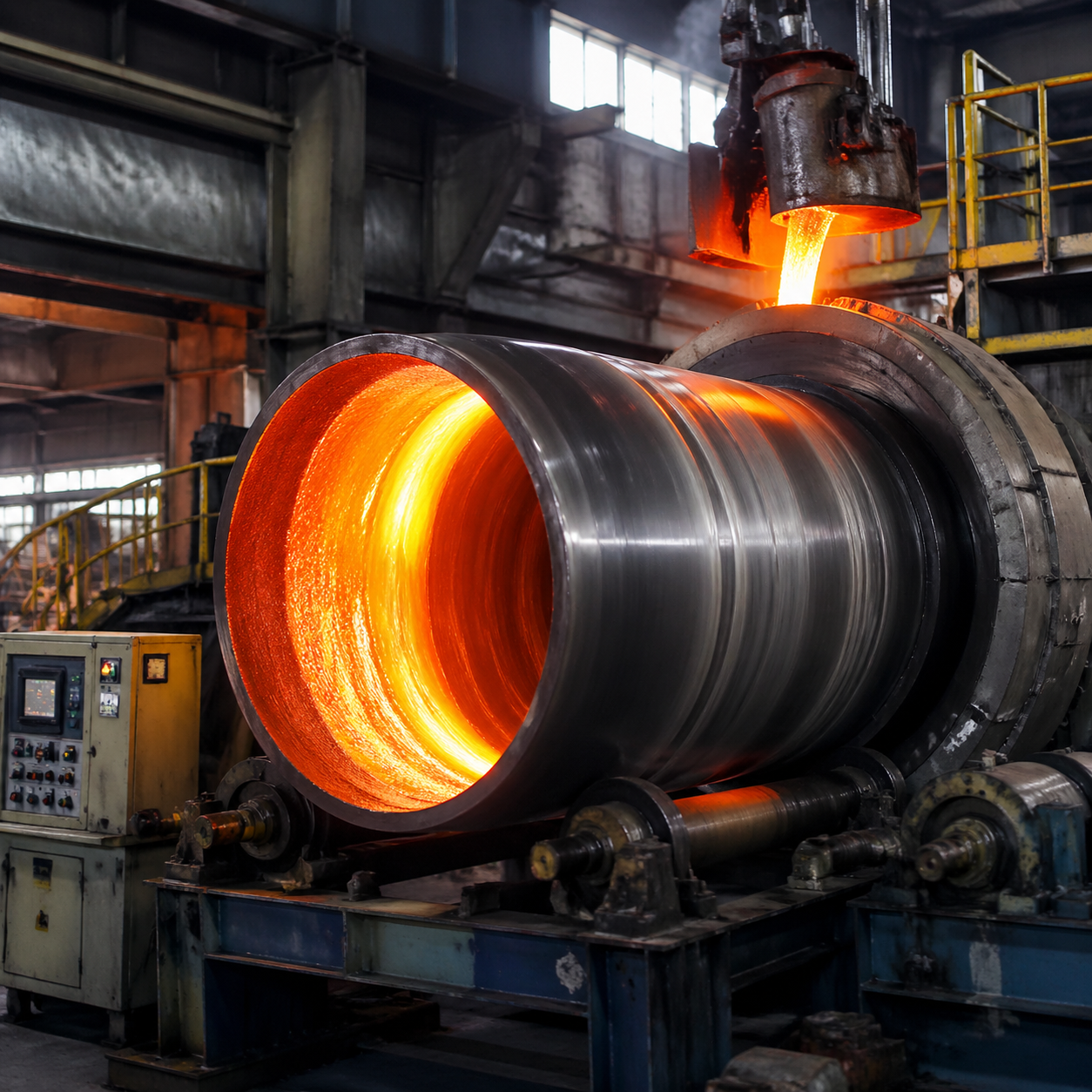 Centrifugal casting for pipes, rings and rollers